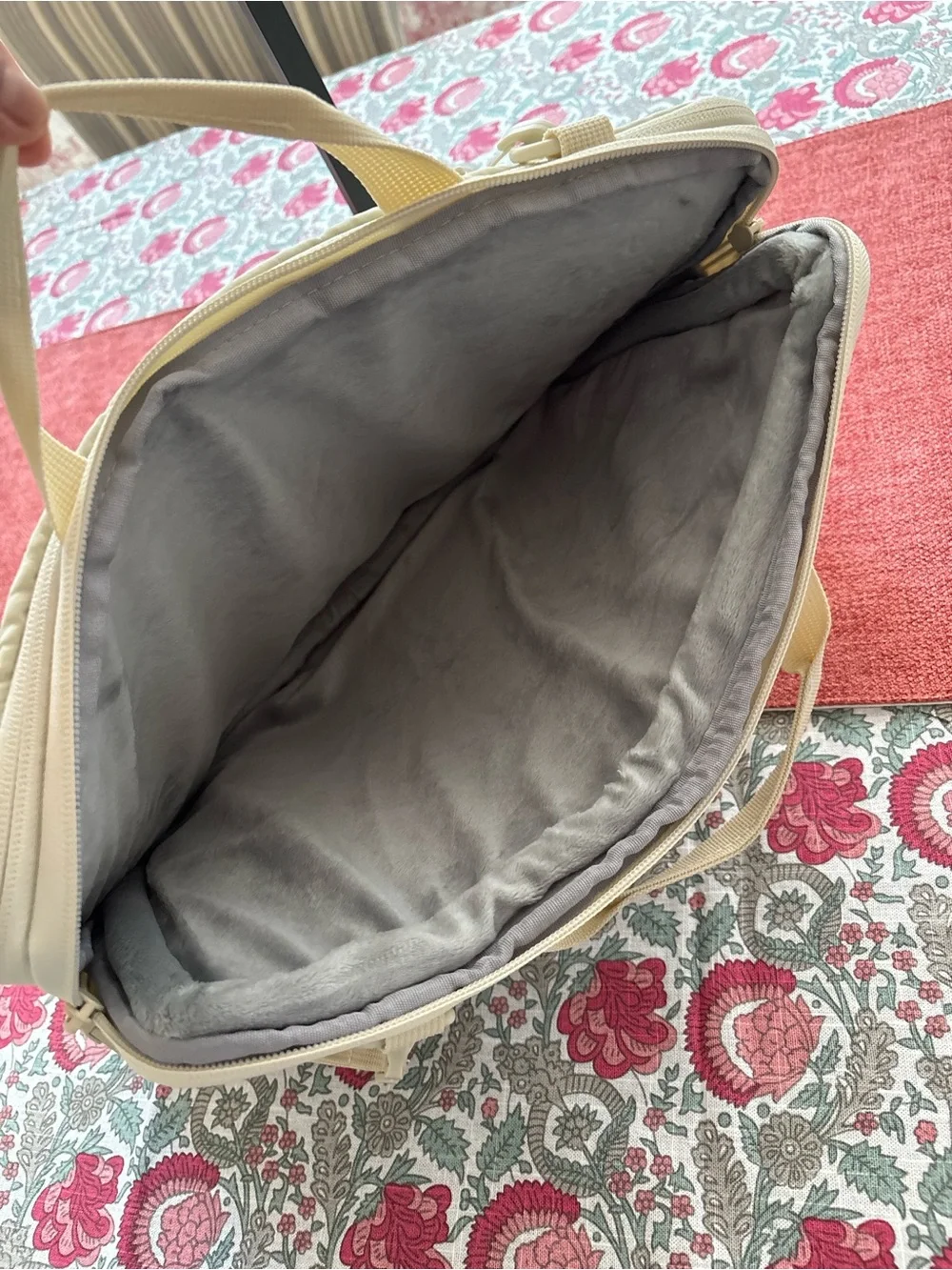 Quilted Laptop Briefcase in cream yellow